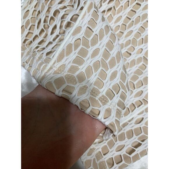 Bebe Addiction New Nylon White Beige Netting Tank Mini Bodycon Dress Xs - Picture 7 of 8